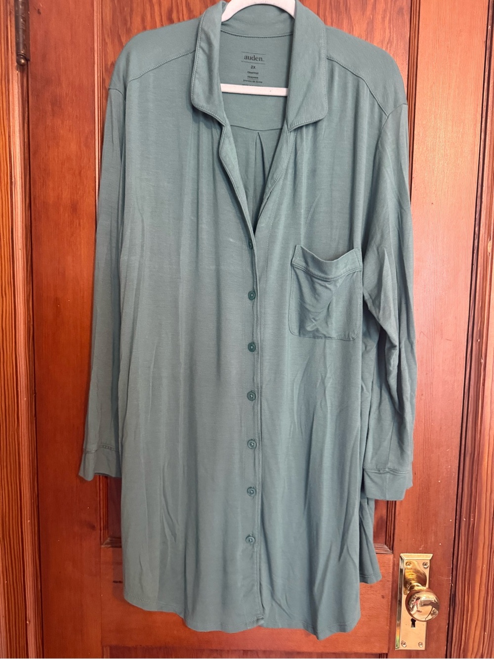 Auden Women’s Button-Down Night Shirt in Sage Green size 2X